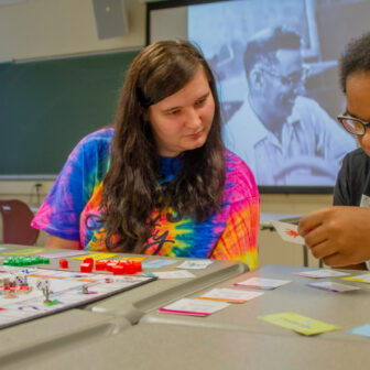 Students working in a psychology classroom