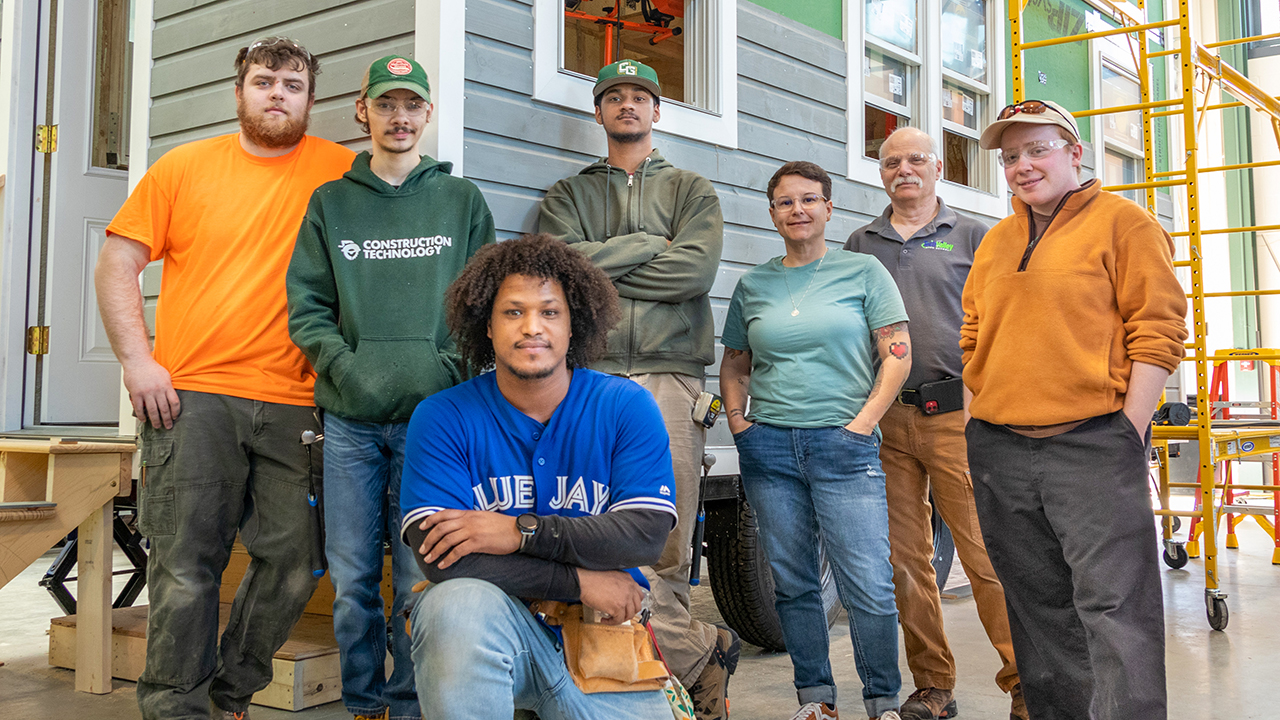 Diverse group of construction students in construction technology